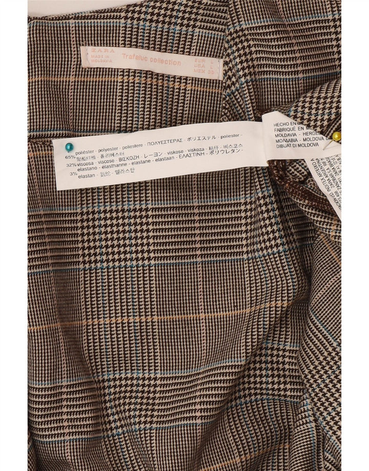 Zara Vestido Acampanado para Mujer UK 46 Grande Marrón Cuadros Poliéster