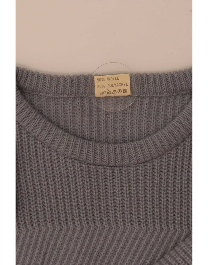 Vintage hombres cuello redondo jersey suéter IT 50/52 lana gris grande
