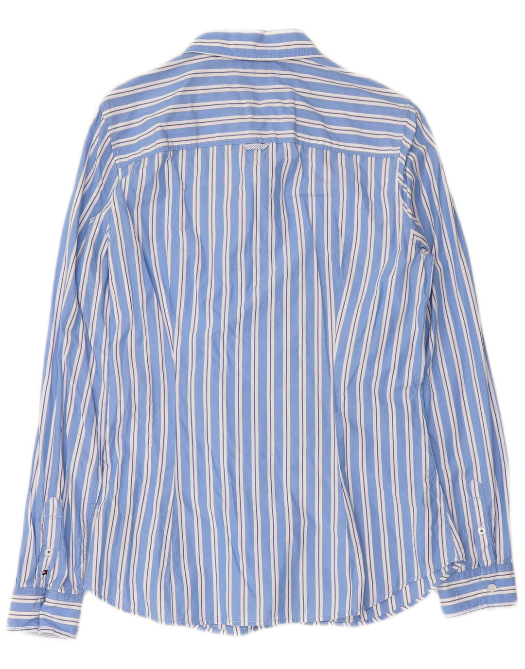 TOMMY HILFIGER Camisa delantera con volantes para mujer US 10 Algodón a rayas azules grandes