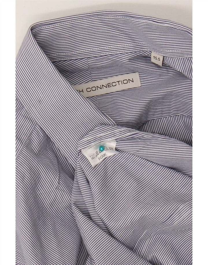 Camisa para hombre de French Connection, talla 15,5, algodón a rayas azul medio