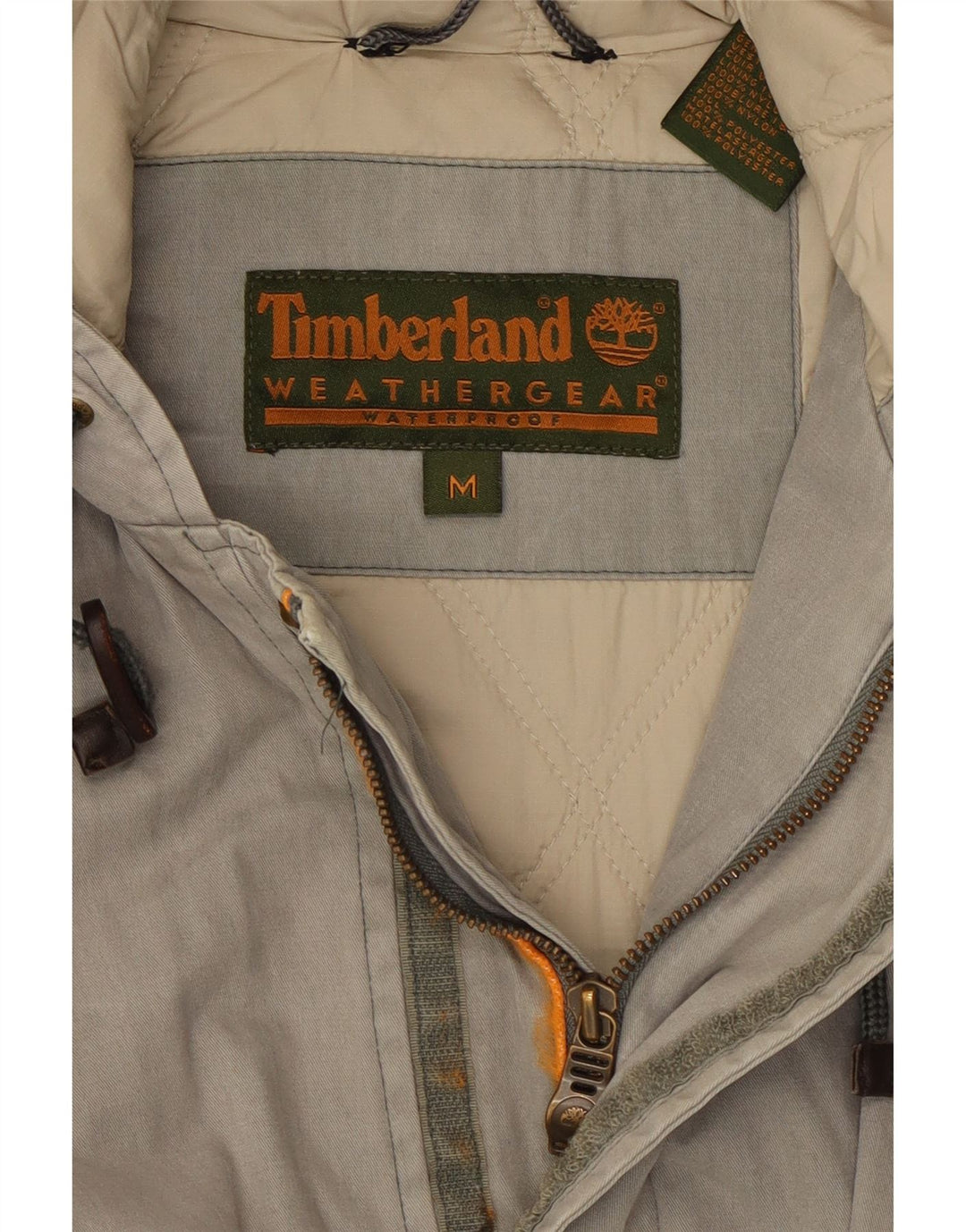 TIMBERLAND Abrigo cortavientos con capucha para hombre UK 38 Algodón gris medio
