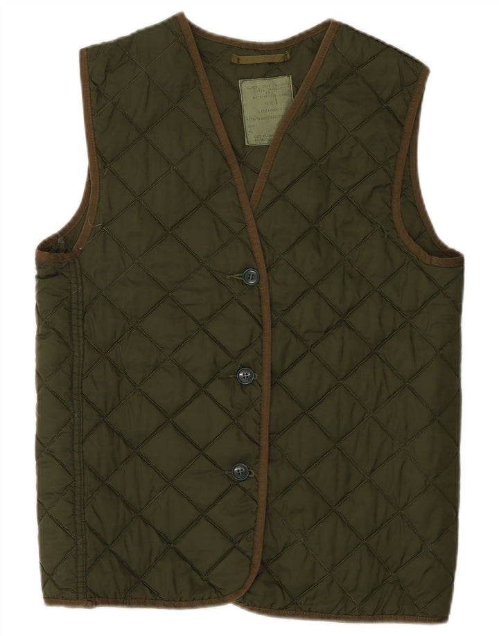 Vintage mujeres de gran tamaño acolchado Gilet US 1 XS Caqui