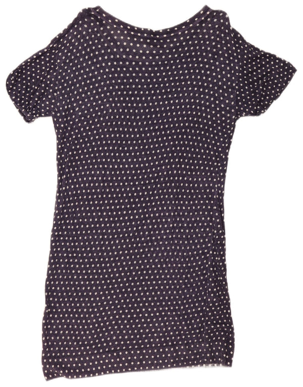 Vestido estilo camiseta para mujer Jigsaw UK 40 Mediano Azul marino Lunares Lino