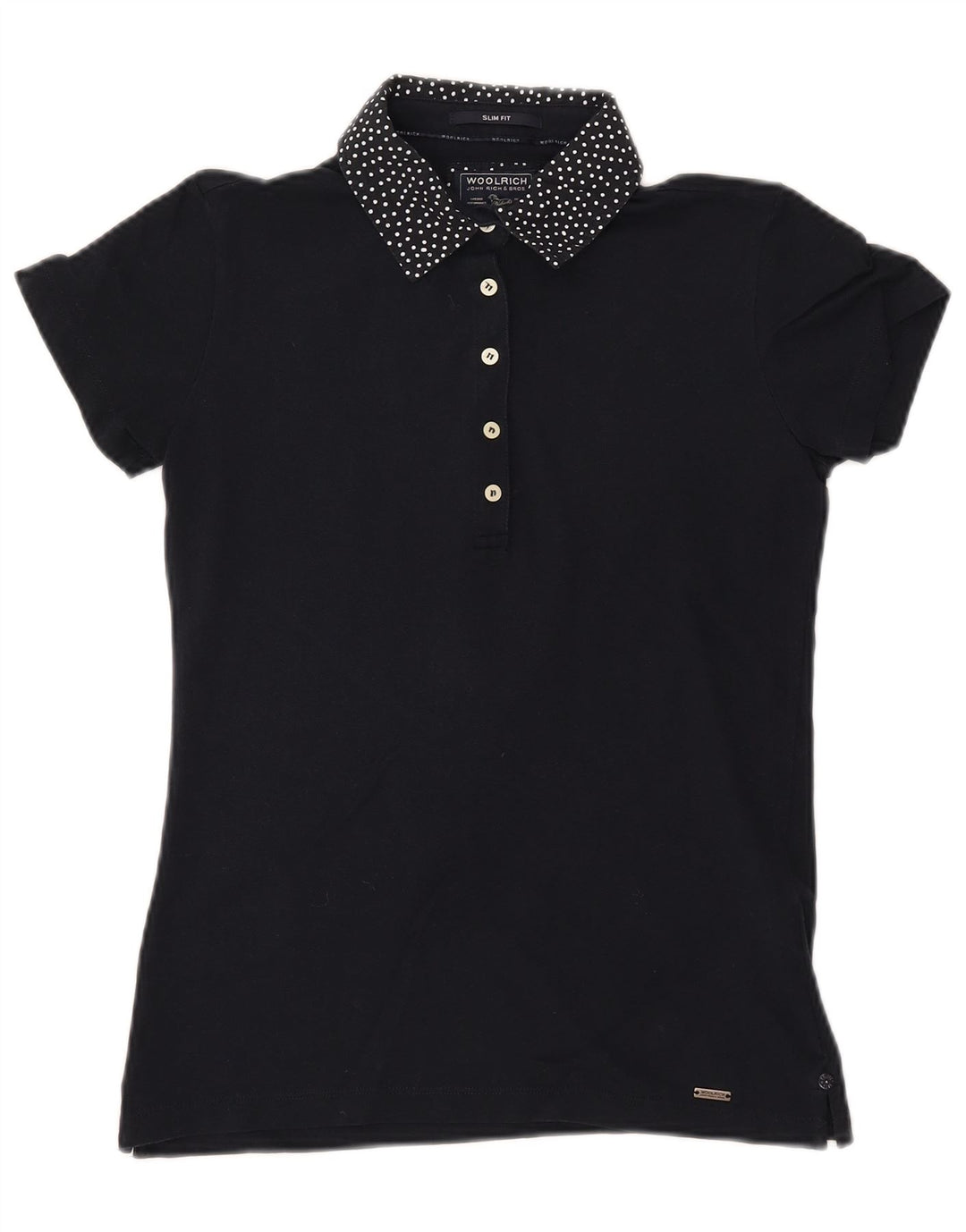 WOOLRICH Polo de corte entallado para mujer UK 40 Algodón con lunares azul marino mediano