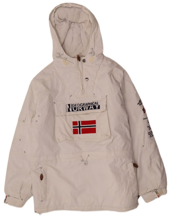 Geographical Norway Chaqueta anorak con capucha y gráfico para hombre UK 42 XL Blanco