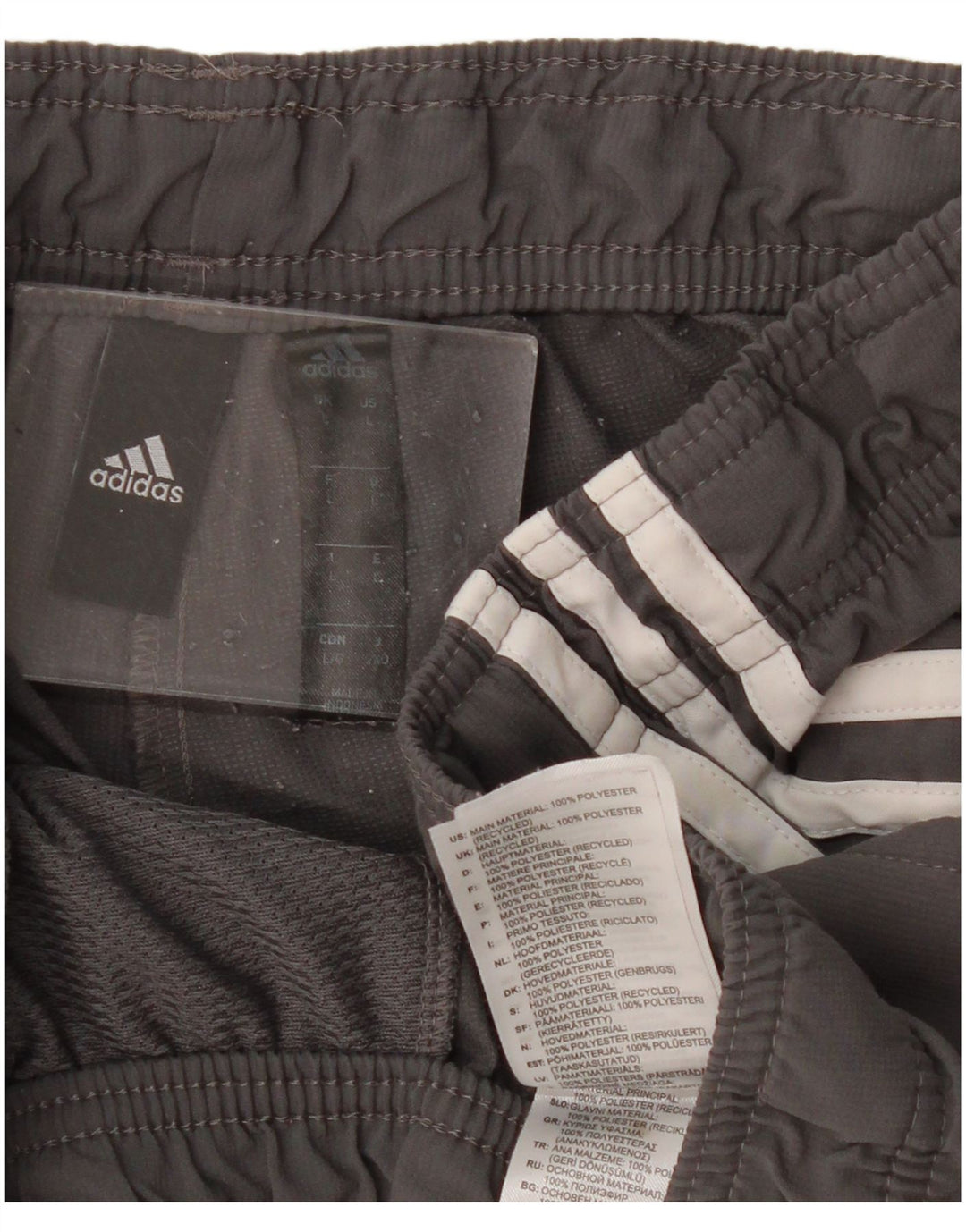 Adidas - Pantalones cortos deportivos para hombre, poliéster gris grande