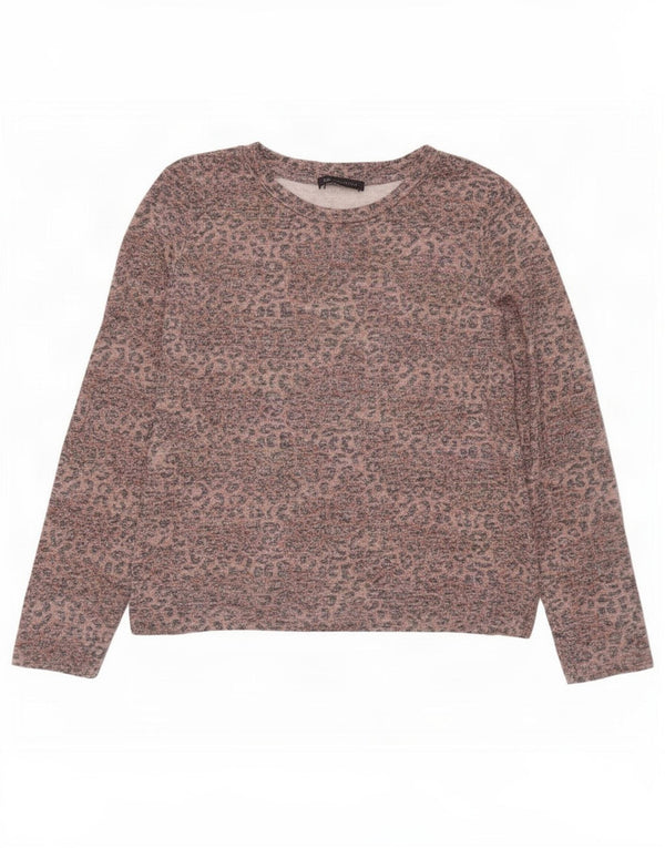 Marks & Spencer Top para mujer de manga larga UK 42 Estampado animal marrón medio