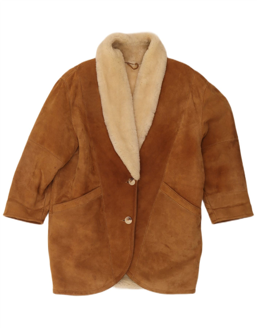 Vintage mujer oversize shearling abrigo IT 44 Medium Brown Shearling