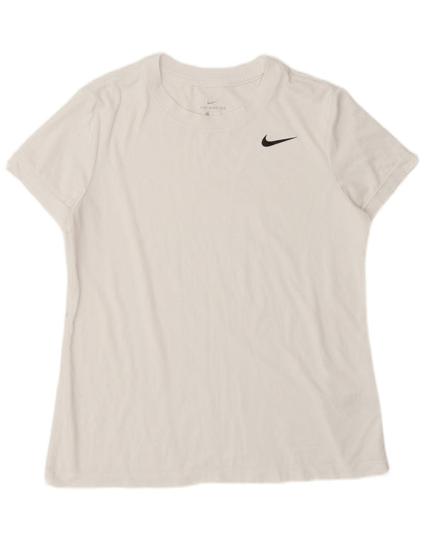 NIKE Camiseta Dri Fit para Mujer UK 14 Medium White Poliéster