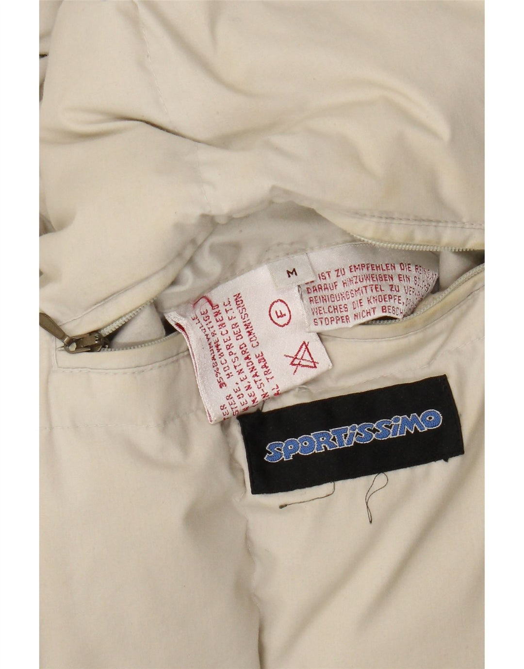VINTAGE Mens Loose Fit Padded Jacket UK 38 Medium Off White Polyester Vintage Vintage and Second-Hand Vintage from Messina Hembry 