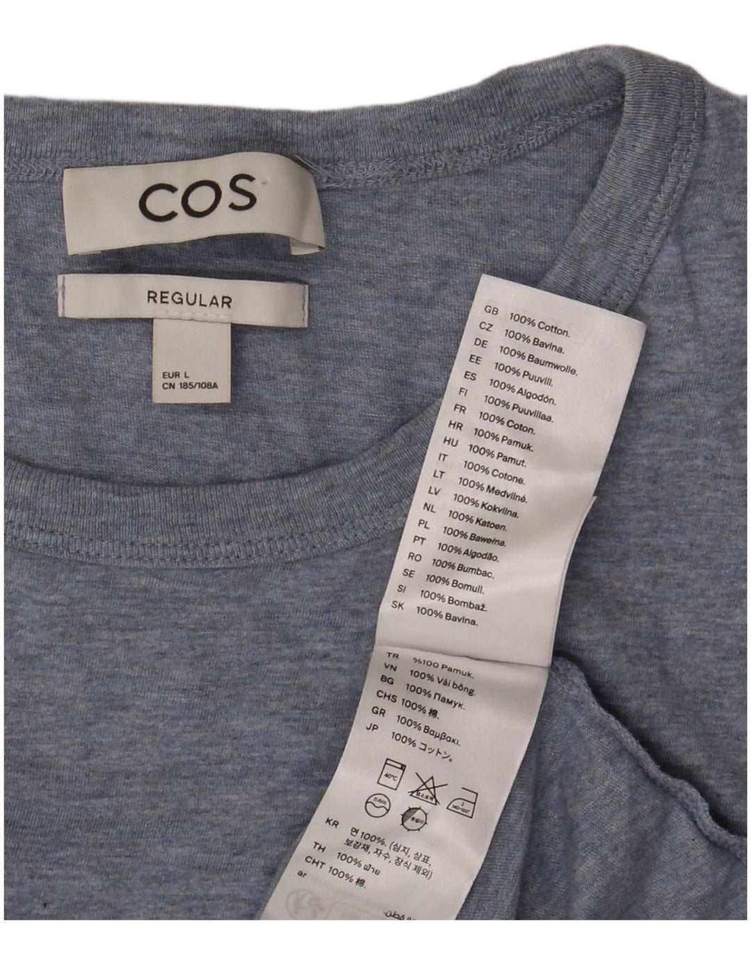 Cos Camiseta regular para hombre Top grande de algodón moteado azul