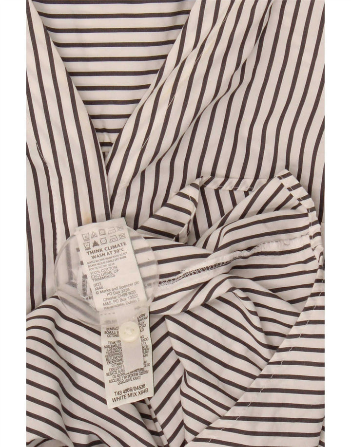 Marks & Spencer Camisa tipo jersey para mujer UK 46 Grande Algodón a rayas blancas
