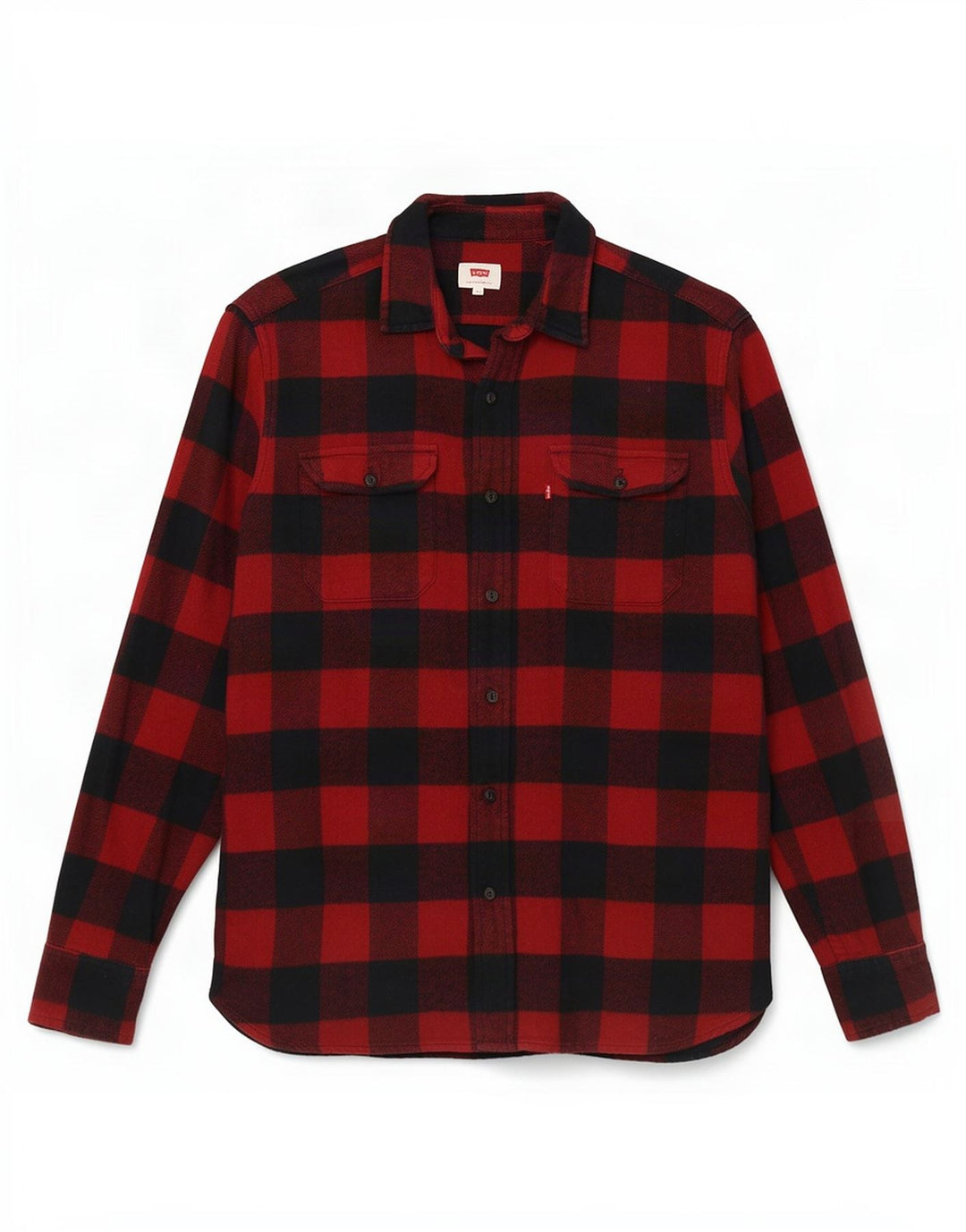 Levi's Hombre Camisa De Franela De Algodón A Cuadros Rojo Medio