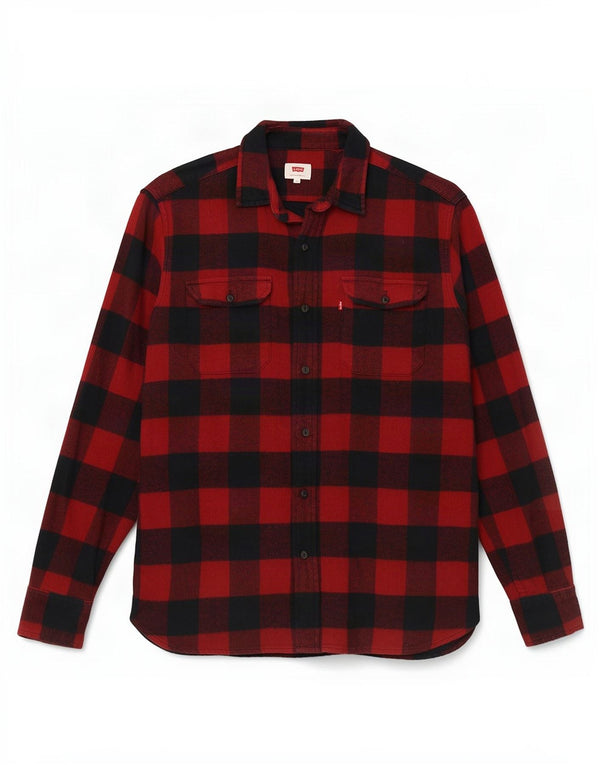 Levi's Hombre Camisa De Franela De Algodón A Cuadros Rojo Medio