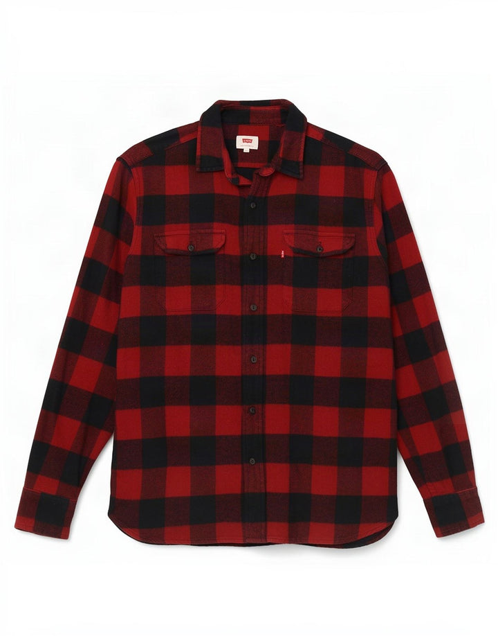Levi's Hombre Camisa De Franela De Algodón A Cuadros Rojo Medio