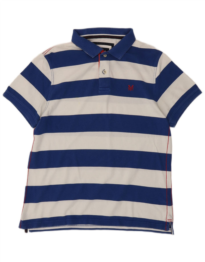 CREW CLOTHING Polo para hombre de algodón a rayas azules grandes