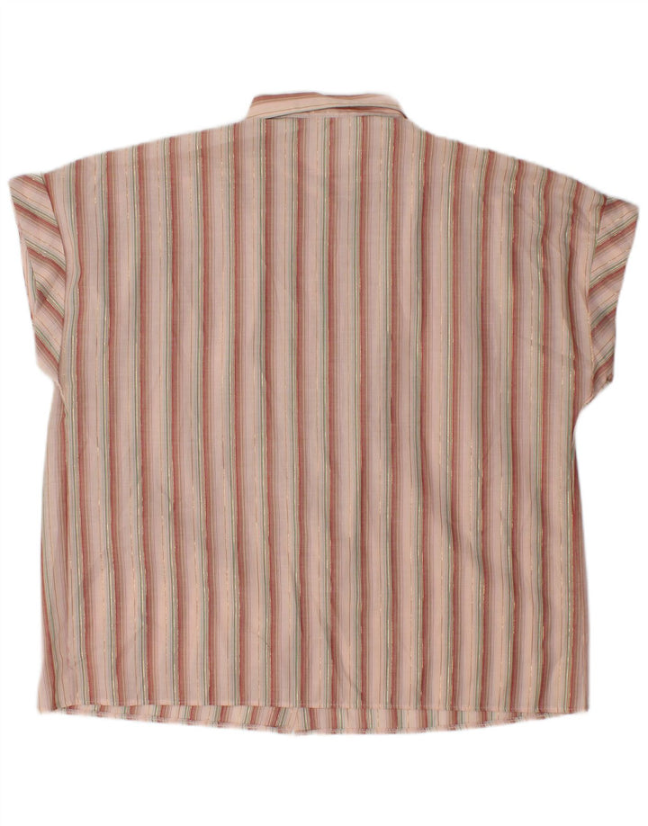 C&A Womens Overshirt Short Sleeve Shirt EU 46 XL Pink Striped Polyester