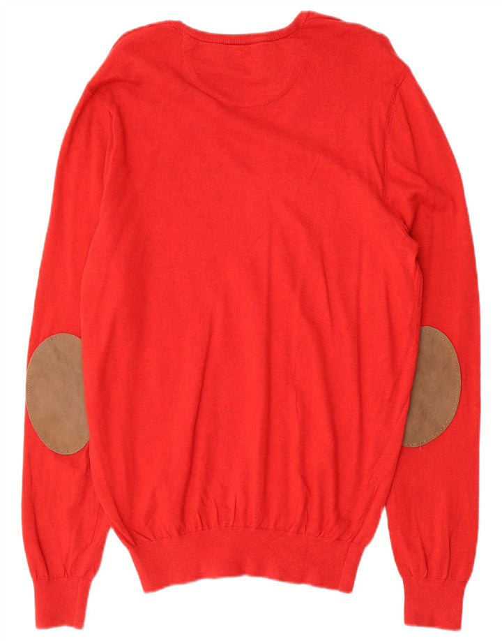 Massimo Dutti Hombre Jersey Con Cuello En V Large Seda Color Block Rojo