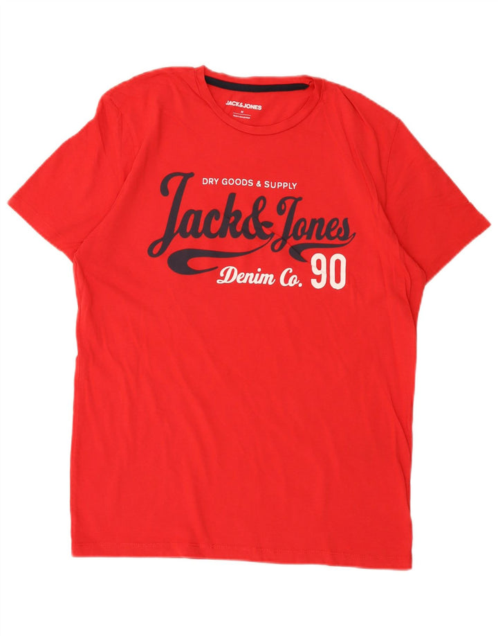 Jack & Jones Hombre Camiseta Gráfica Top Medium Rojo Algodón