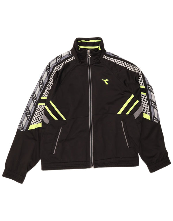Diadora Mens Graphic Chándal Top Chaqueta UK 36 Small Negro Colorblock