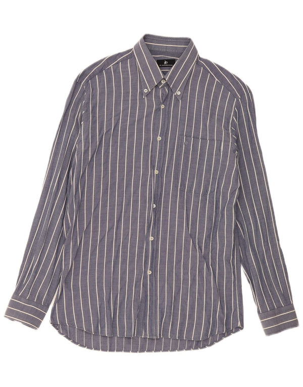 Roccobarocco Camisa para hombre Talla 40 15 3/4 Medio Azul marino Rayas Algodón