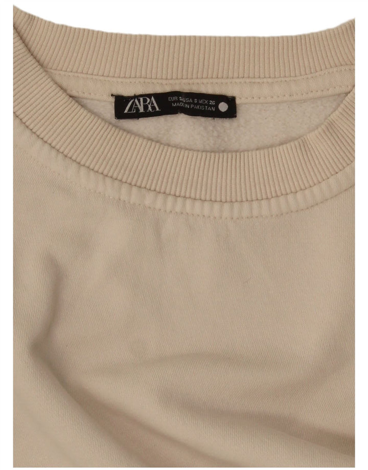 Zara Mujer Crop Sudadera Oversize Jersey UK 10 Small Blanco