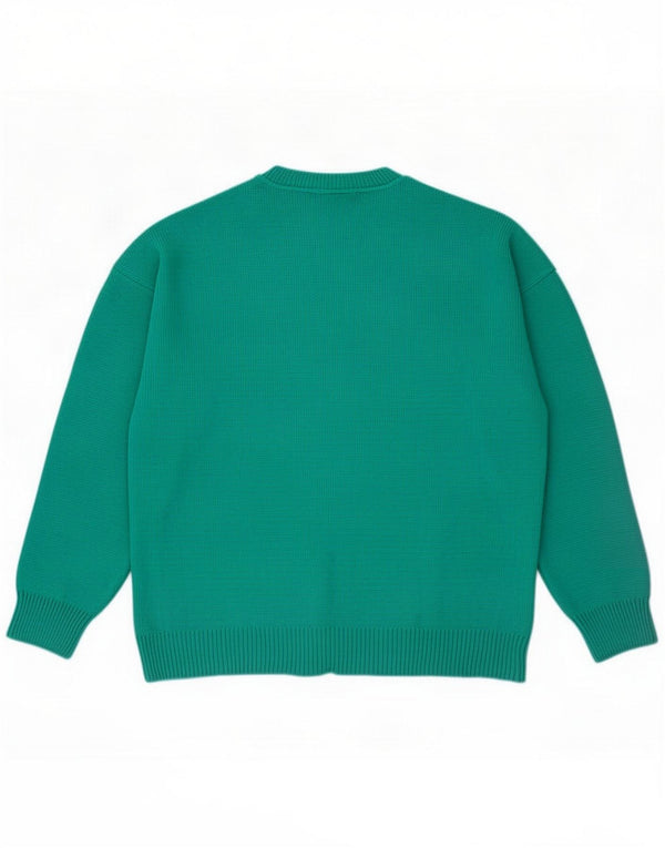 Topshop Womens Graphic Oversized Crew Neck Jumper Sweater UK 10 Small Green