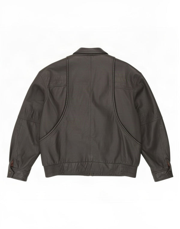 Jeffrey Brownleader Chaqueta de cuero para hombre Reino Unido 40 Gris grande