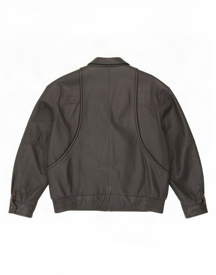 Jeffrey Brownleader Chaqueta de cuero para hombre Reino Unido 40 Gris grande