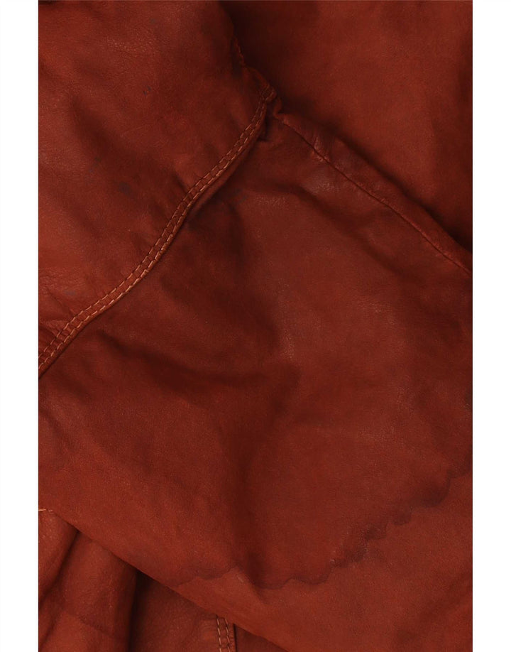 Vintage mujer chaqueta de ante con capucha IT 42 cuero marrón medio