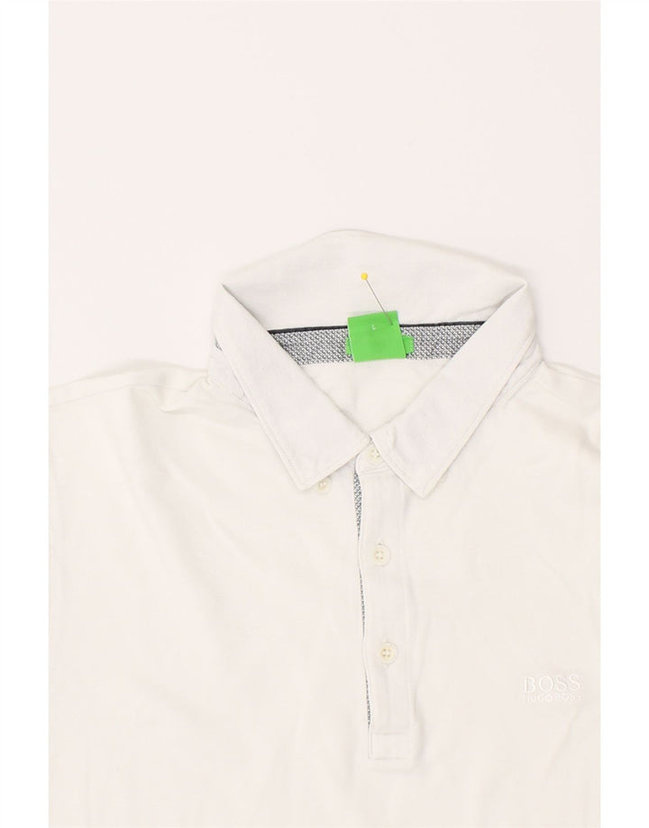 Polo HUGO BOSS de corte regular para hombre, talla grande, blanco