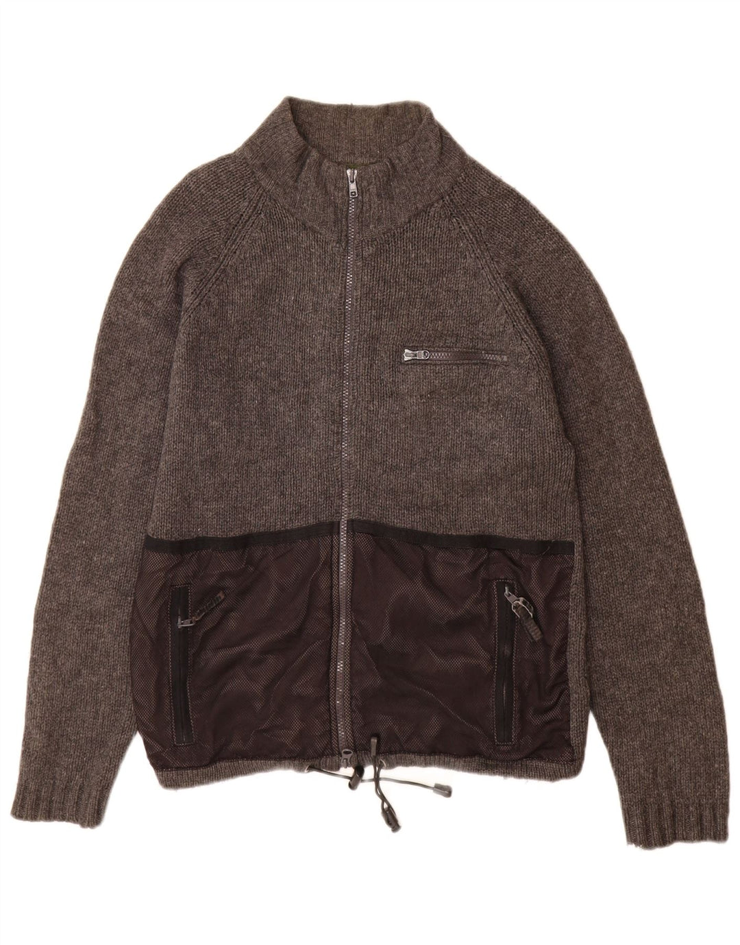 Timberland Hombre Cardigan Suéter De Lana Gris Medio
