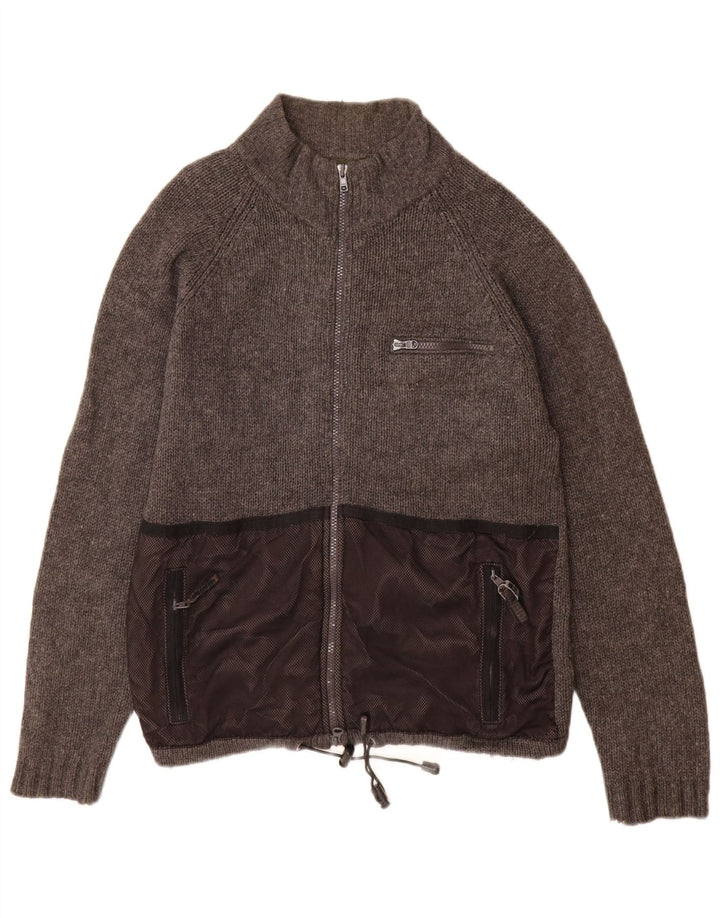 Timberland Hombre Cardigan Suéter De Lana Gris Medio