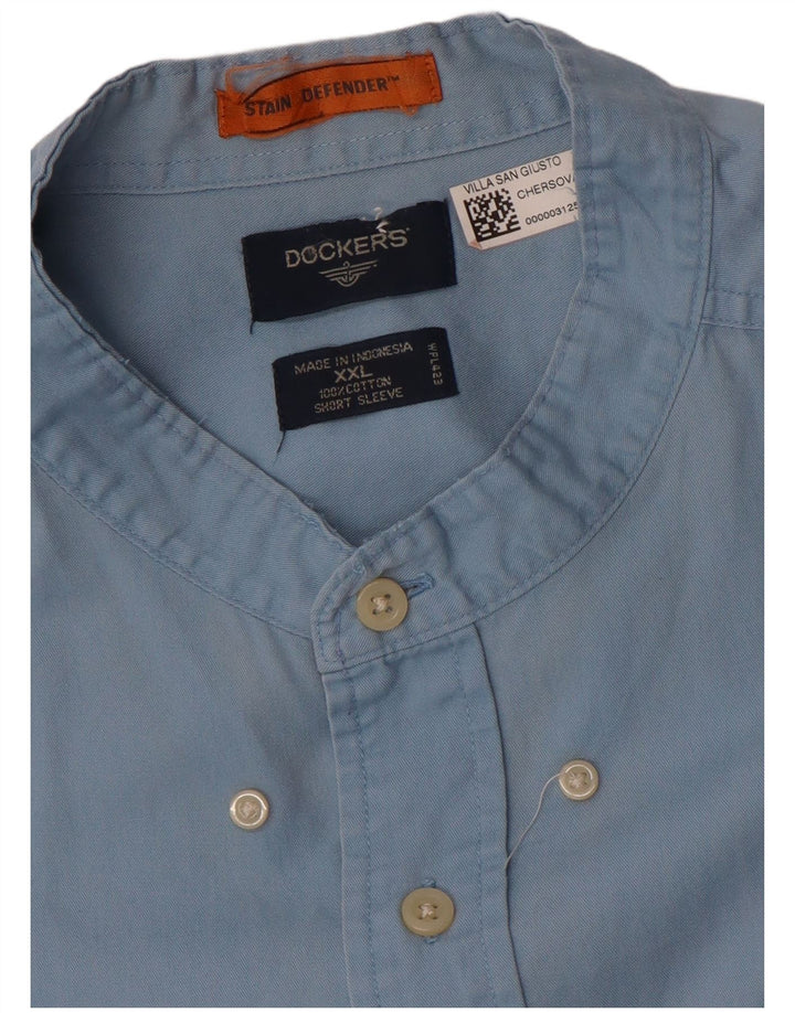 DOCKERS Camisa de manga corta para hombre Stain Defender 2XL Algodón azul