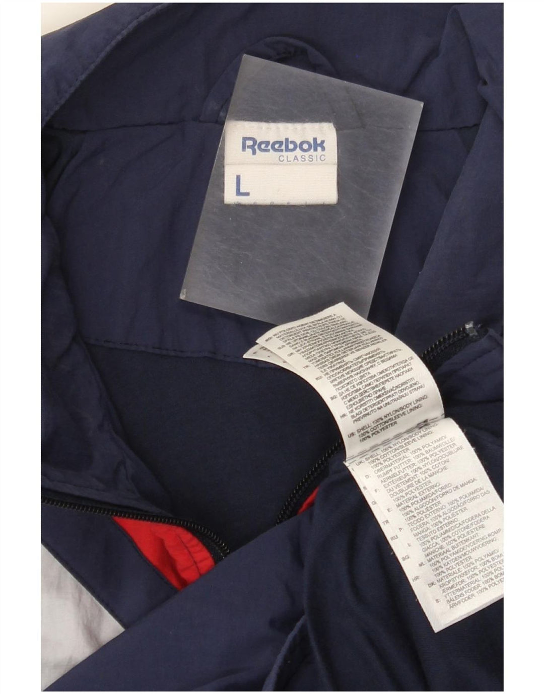 Reebok - Chaqueta de chándal para hombre, talla grande, nailon color azul marino