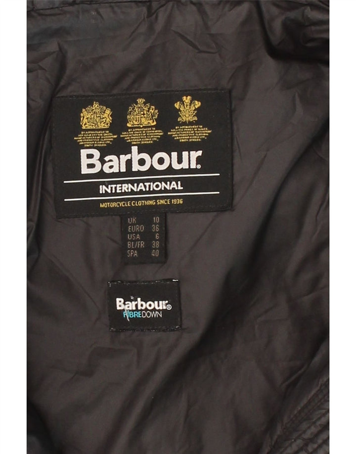 BARBOUR Womens Hooded Padded Coat UK 10 Small Black Polyamide