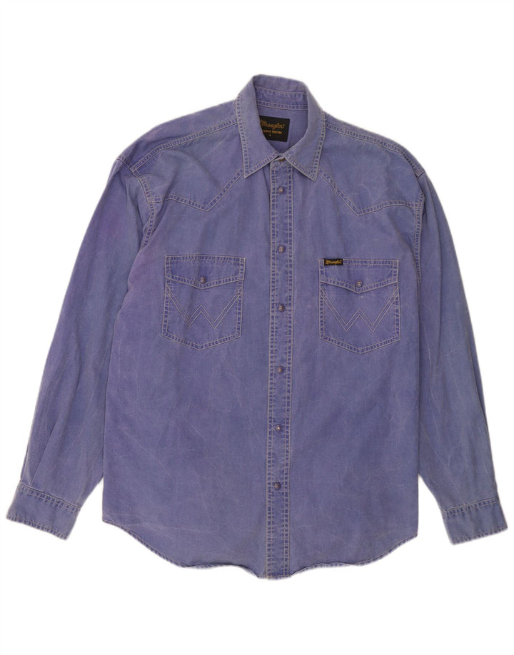 WRANGLER Camisa Hombre Algodón Azul Medio