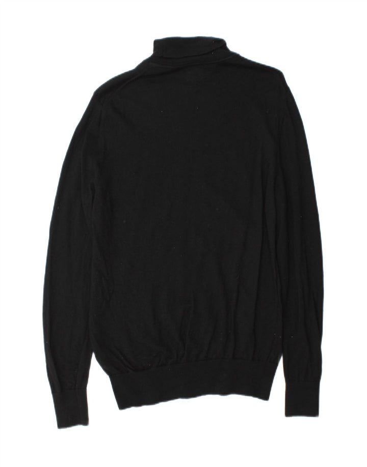 John Lewis - Jersey con cuello vuelto para hombre, lana negra mediana