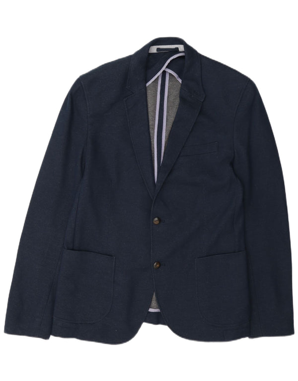 Zara Chaqueta tipo blazer de 2 botones para hombre EU 52 Grande Poliéster azul marino