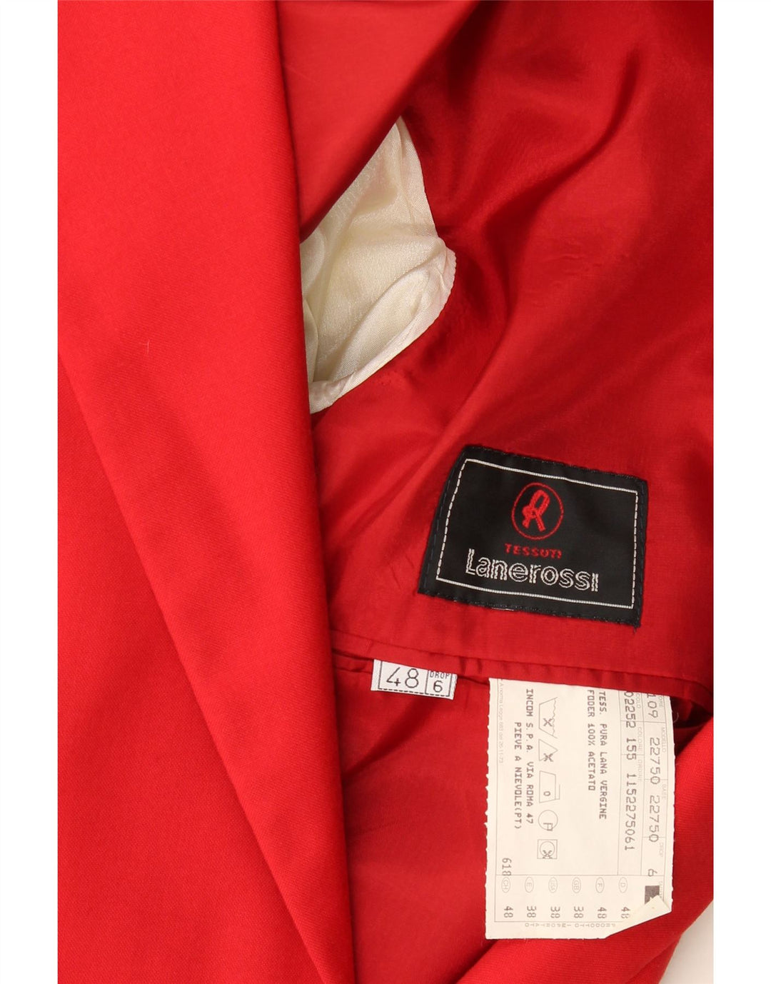 Tessuti Lanerossi Chaqueta tipo blazer de 2 botones para hombre UK 38 Lana virgen roja mediana