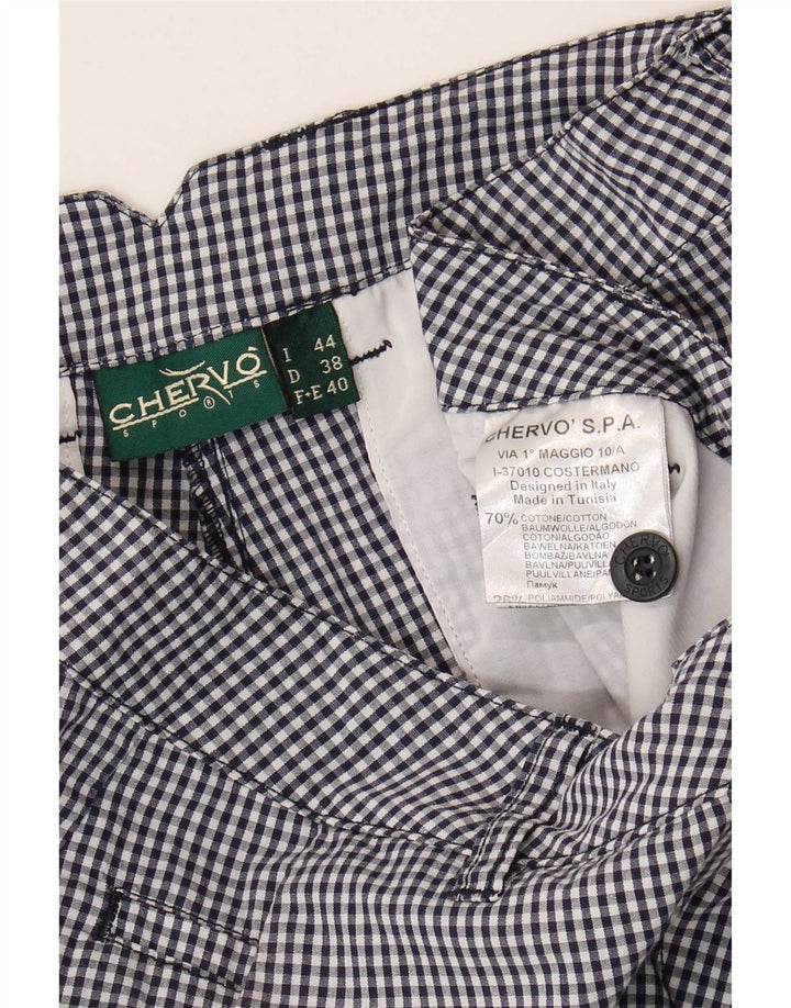 Chervo Pantalones informales ajustados para mujer IT 44 Medium W38 L26 Black Gingham