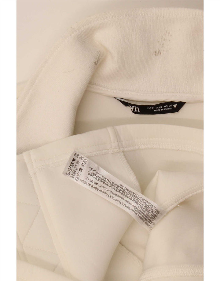 Zara Mujer Bomber Jacket UK 10 Small Poliéster Blanco