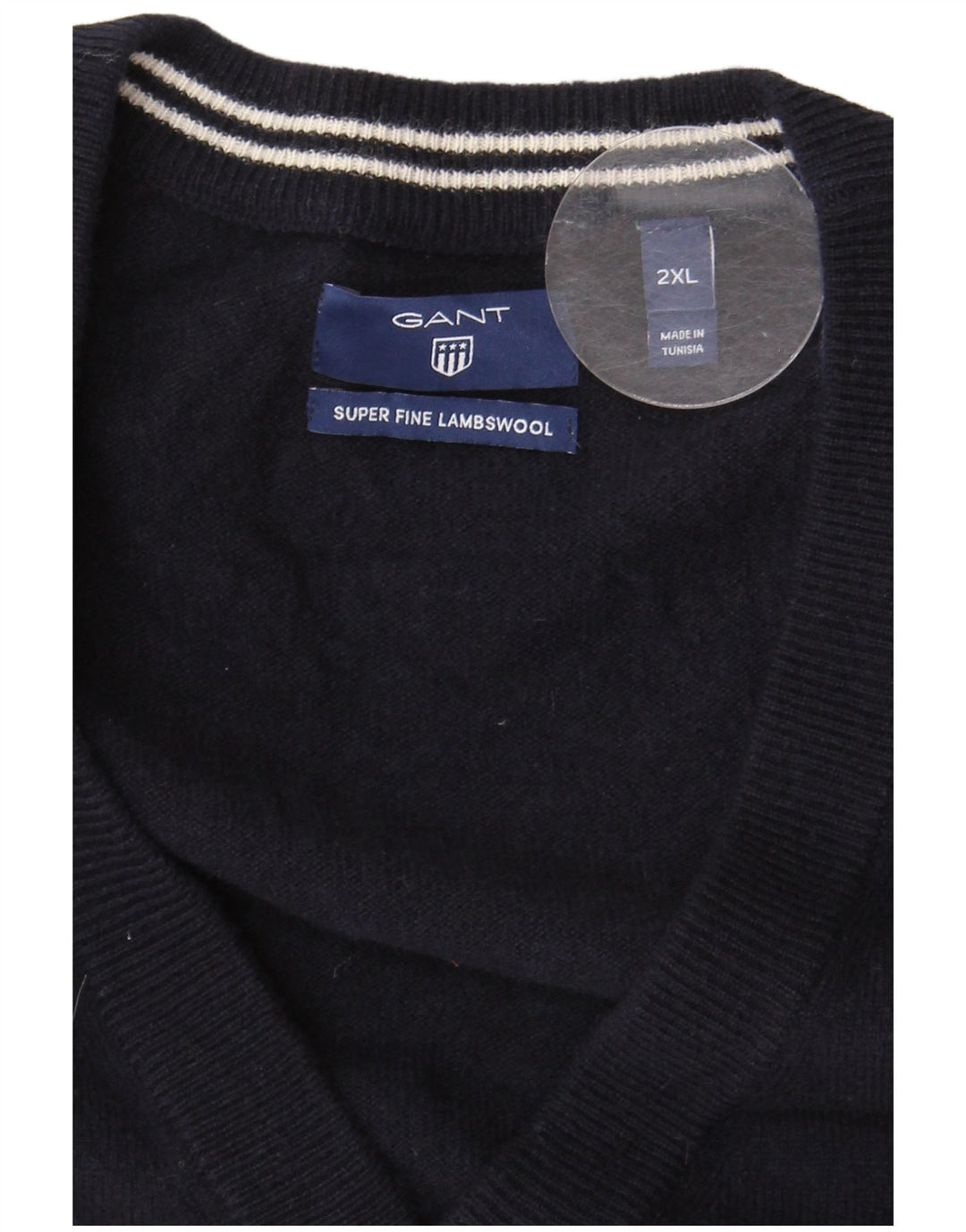 Gant Suéter tipo cárdigan sin mangas para hombre 2XL Lana de cordero azul marino