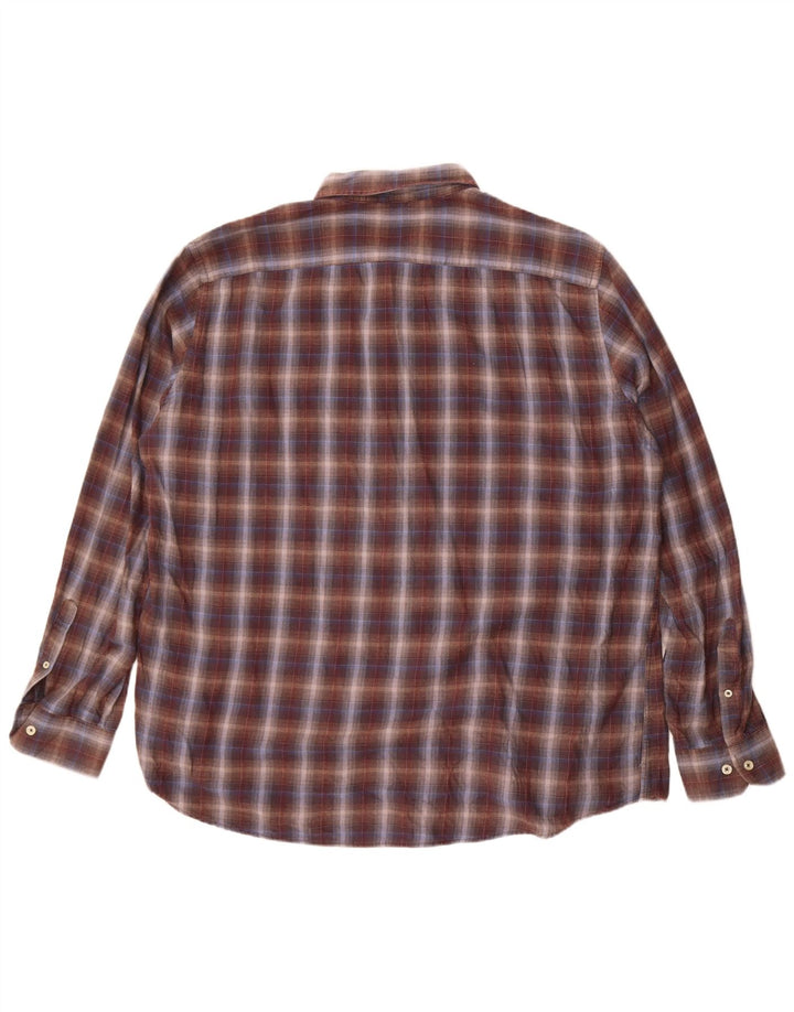Camisa de franela de corte regular para hombre Carrera 3XL Algodón a cuadros marrón
