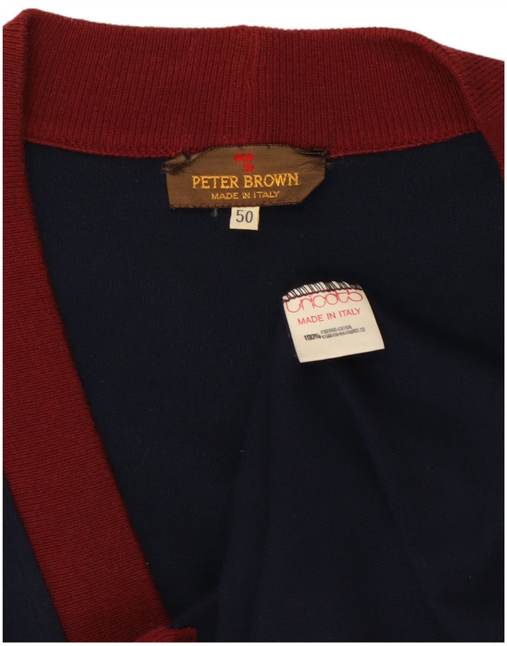 Peter Brown - Cárdigan para hombre IT 50 mediano de algodón azul marino