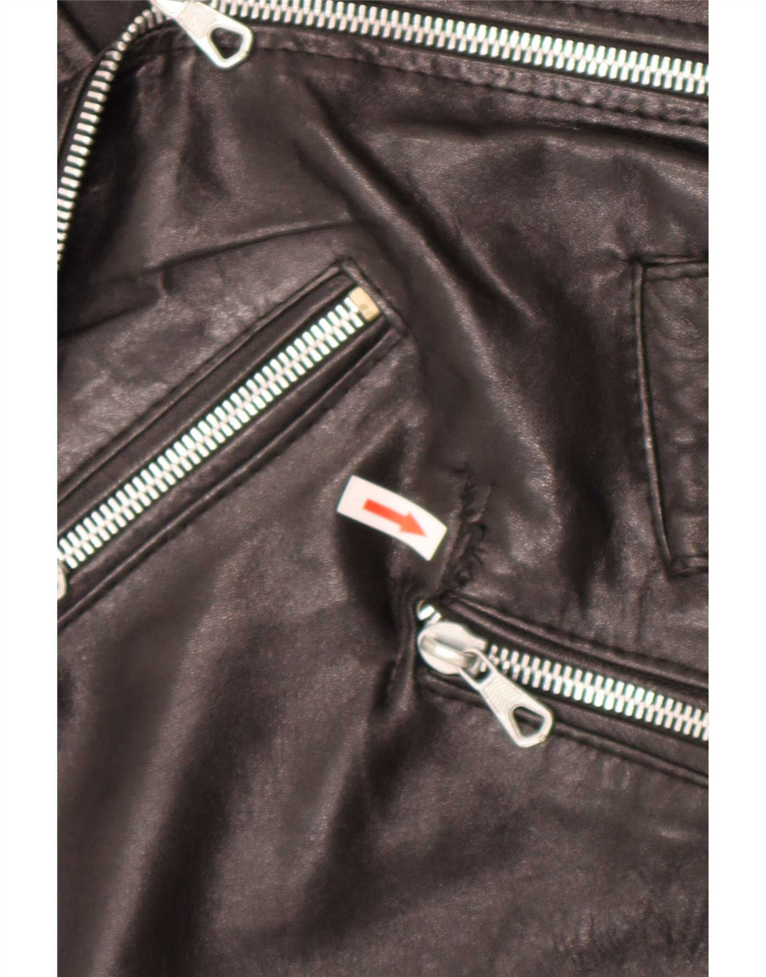 Vintage mujer cuero biker chaqueta Reino Unido 12 Medio Negro