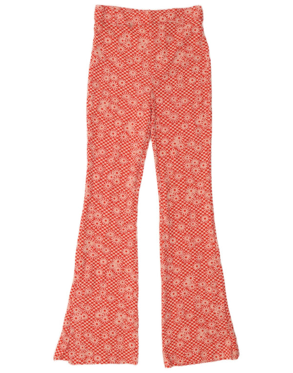 Zara Mujer Pantalón Casual Acampanado Mediano W28 L33 Poliéster Floral Naranja