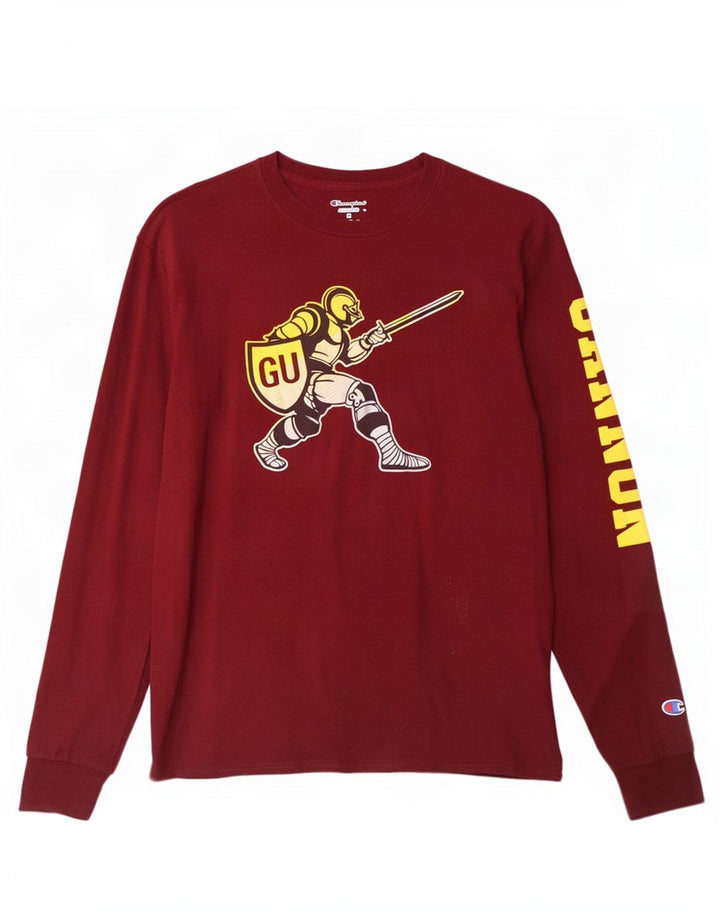 Champion Top Gráfico De Manga Larga Para Hombre Algodón Granate Pequeño