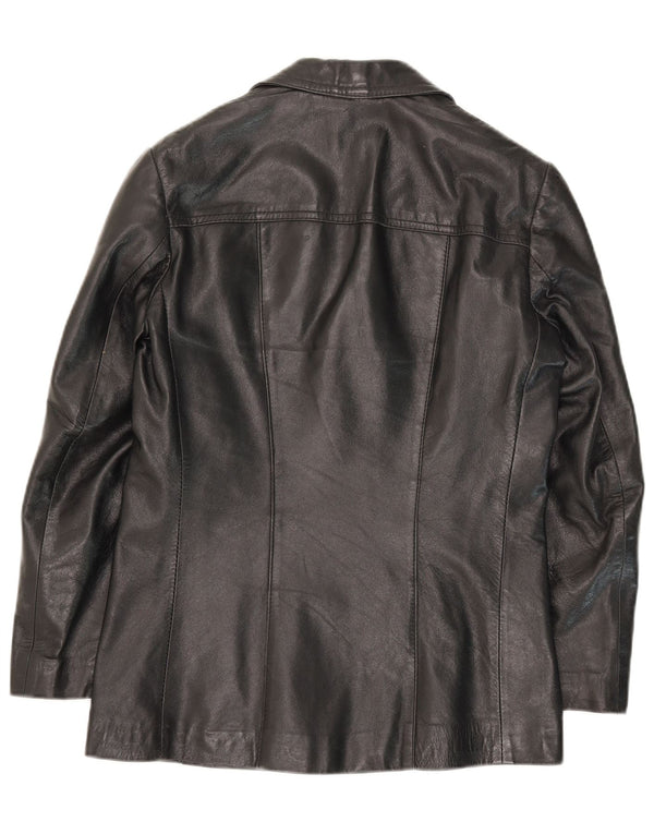 Chaqueta de cuero vintage para hombre IT 48 cuero negro medio