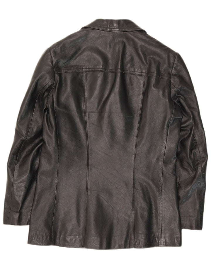 Chaqueta de cuero vintage para hombre IT 48 cuero negro medio